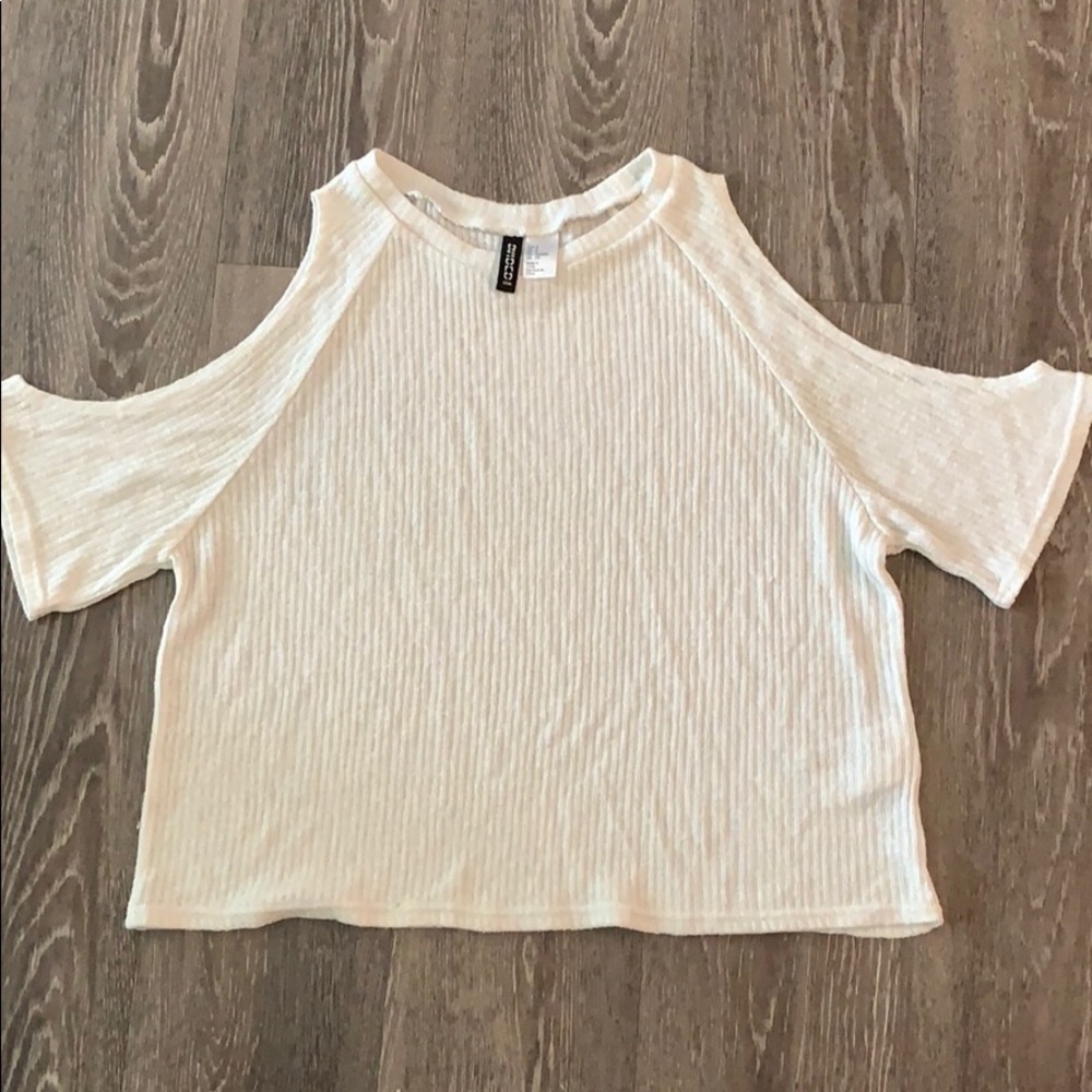 Cream, cold-shoulder top